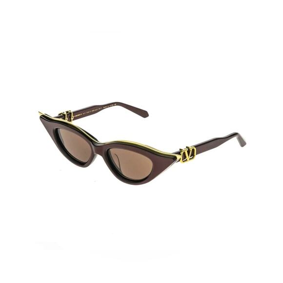 New! Valentino VLS 114B Burgundy Cat-Eye Sunglasses with Gold Trim, Authentic main image 11